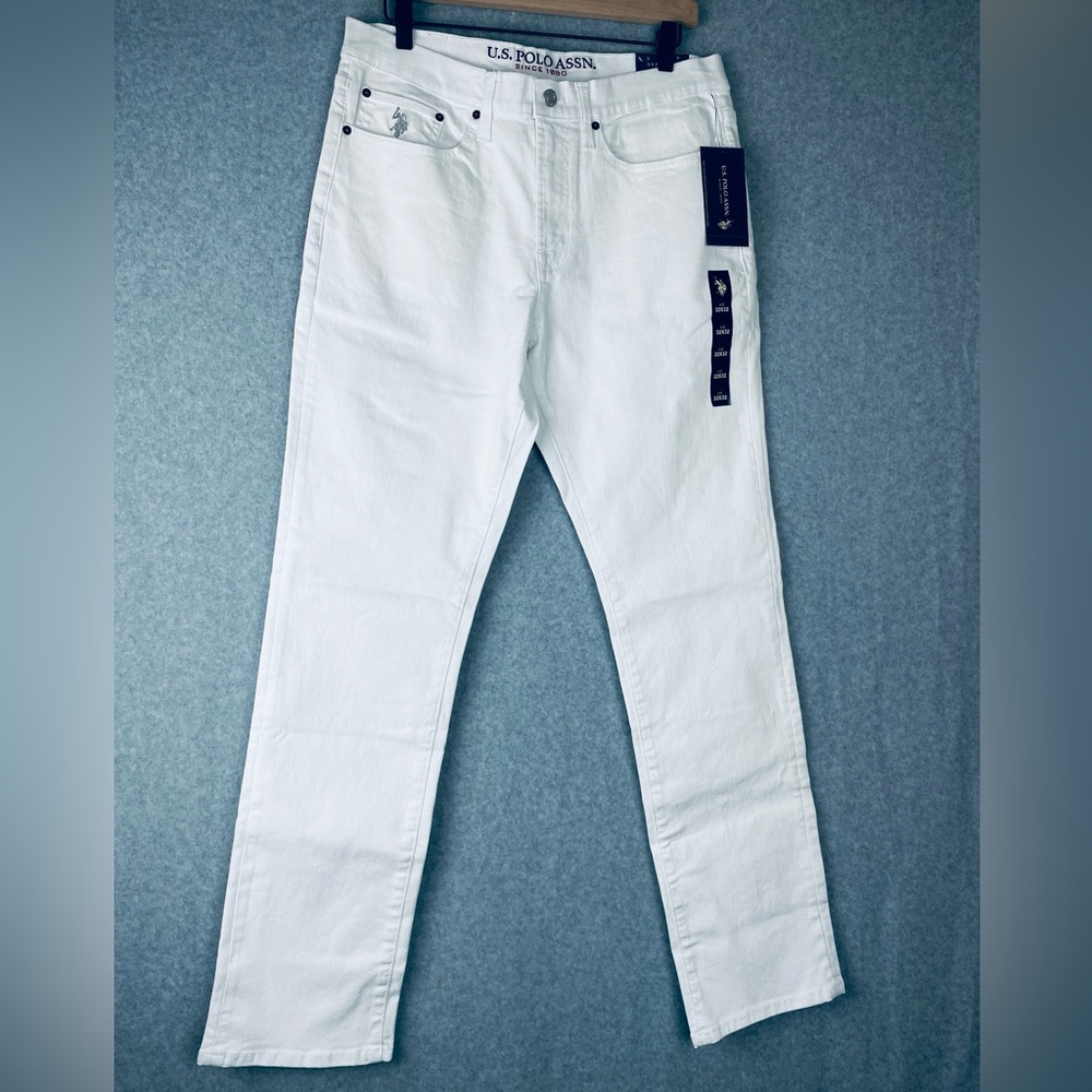 U.S. Polo Assn. Men's White Slim Straight Jeans